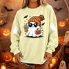 Dame Pullover Sweatshirt Hals Langærmet Løstsiddende Afslappet Farvet Top