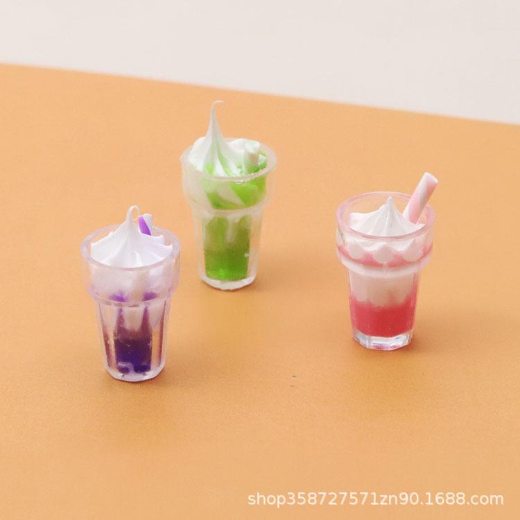 Simulation Sundae Ice Cream Milk Tea Drink Food Game Mini Ornament Jewelry Mobile Phone Case Diy Accessories Toy