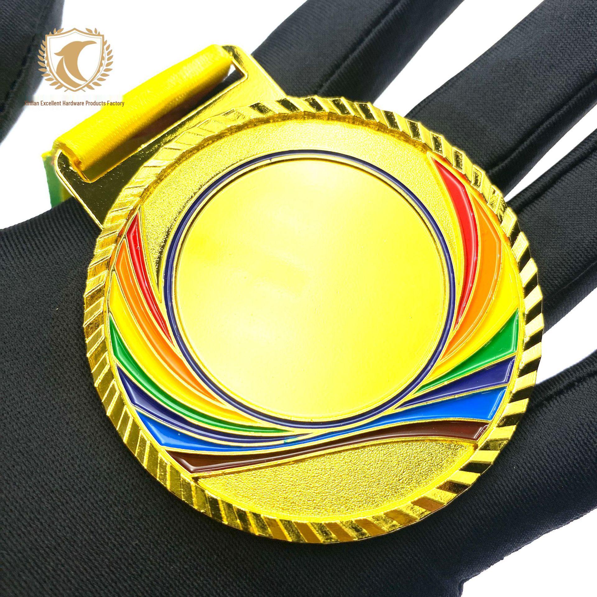 Colorful Wheat Ear Sports Medals: Gold, Silver, Bronze for School Competitions