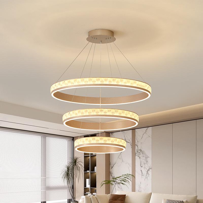 Modern Minimalist Champagne Gold Ring Chandelier for Living Room, Bedroom, Dining Room
