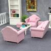 Soft Fabric Miniature Sofa Set With Cushions For 1/12 Doll House Accessories Living Room Scene Display Decoration