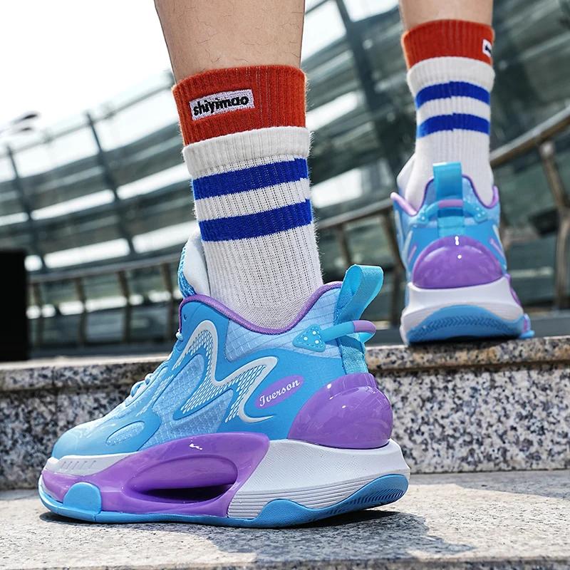 Men's Basketball Shoes Breathable Cushioning Non-Slip Wearable Runing Shoes Gym Training Athletic Basketball Sneakers for Women