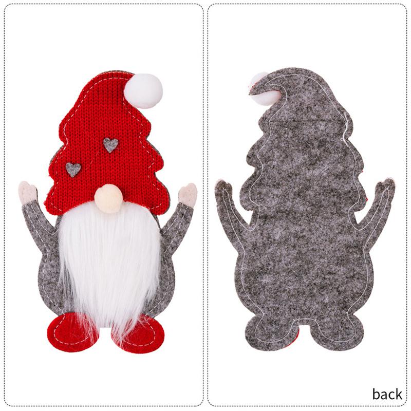 Gnome Doll 2025 Christmas Cutlery Holder Knife Fork Pocket Bag Knife and Fork Bag Rudolph Tableware Set New Year Dinner Decor