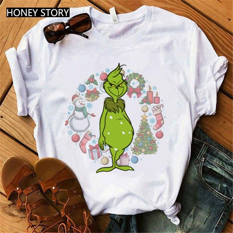 Funny Grinch T Shirt Women Cute Letter 