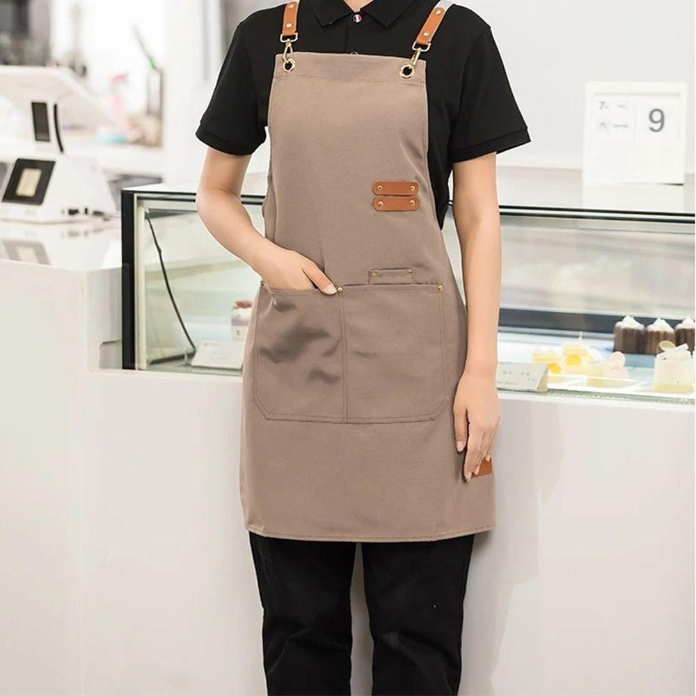 

Холщовый Водонепроницаемый Фартук с Карманами Однотонный Фартук Подарки Безрукавный Фартук абрикосовый