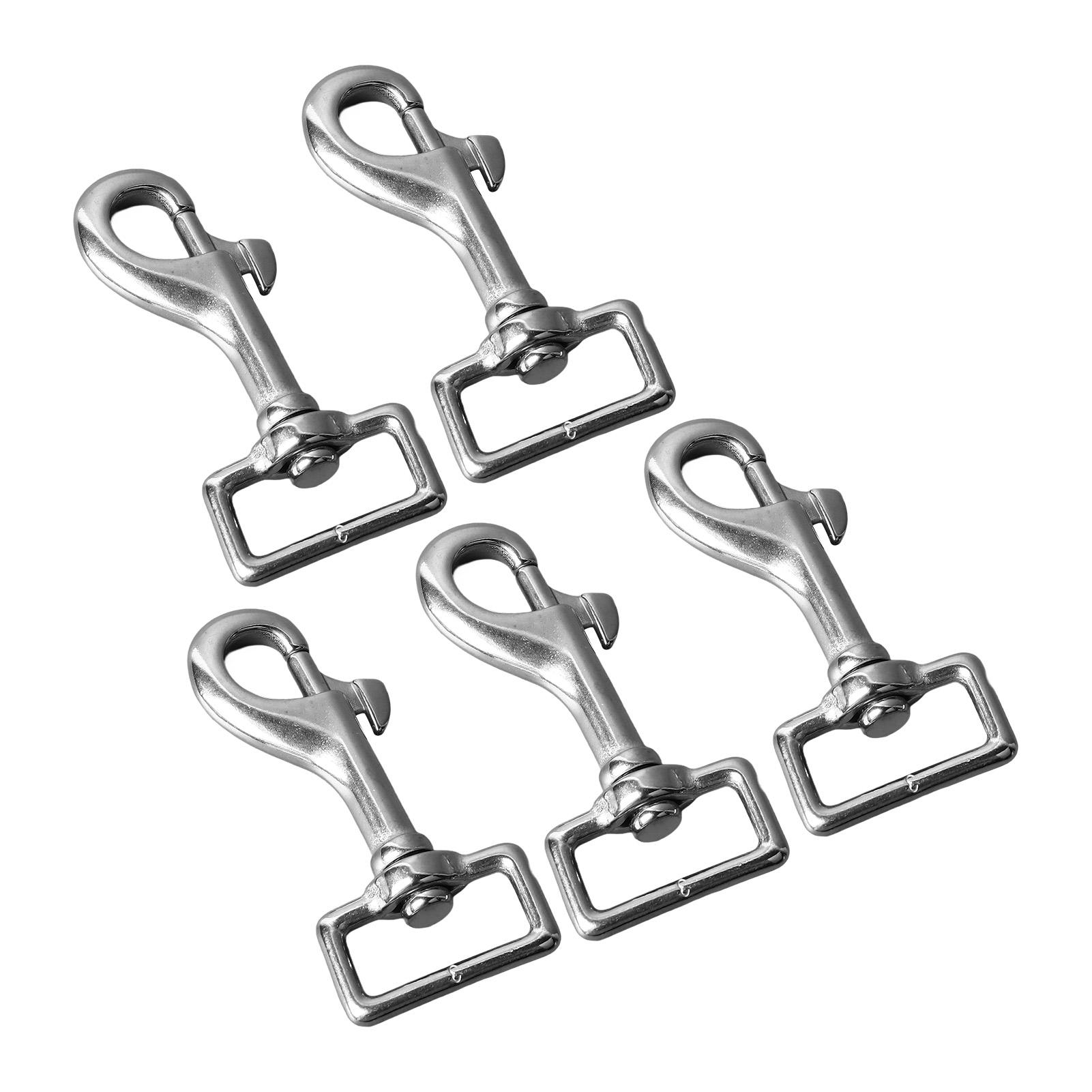 

5PCS 27mm Square Tail Snap Hooks 360 Degree Rotating Hook 316 Stainless Steel Spring Shackles for Belt Dog Leash