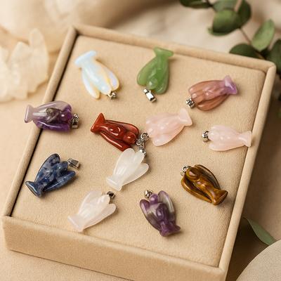 Gemstone Angel Pendants Assorted Set of 12 26x18mm
