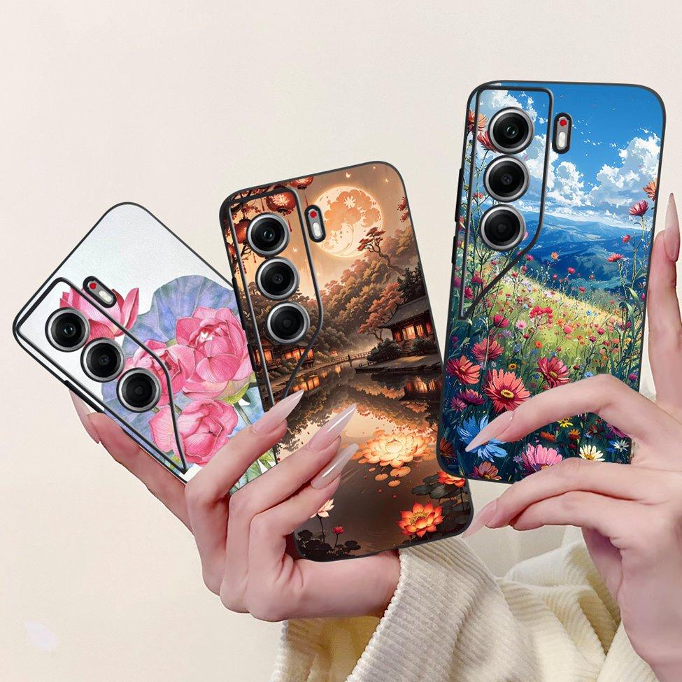 For Tecno Camon 40 Case CM5 Silicone Cute Cat Fashion Flowers Funny Painted Back Cover For Techno Camon 40 Phone Case Bumper
