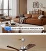 Walnut Retro Ceiling Fan Light with Straight Blades, Mid-Century Style for Bedroom or Restaurant