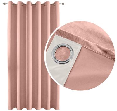 90% Thick Velvet Blackout Curtain With Rings And Grommets, Powder Pink 140X250