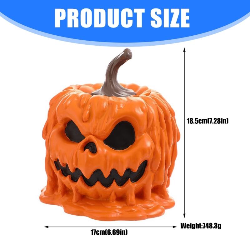  Compact Halloween Pumpkin Figurine Waterproof Resin Decoration For Home Garden Party Decors Storage Friendly