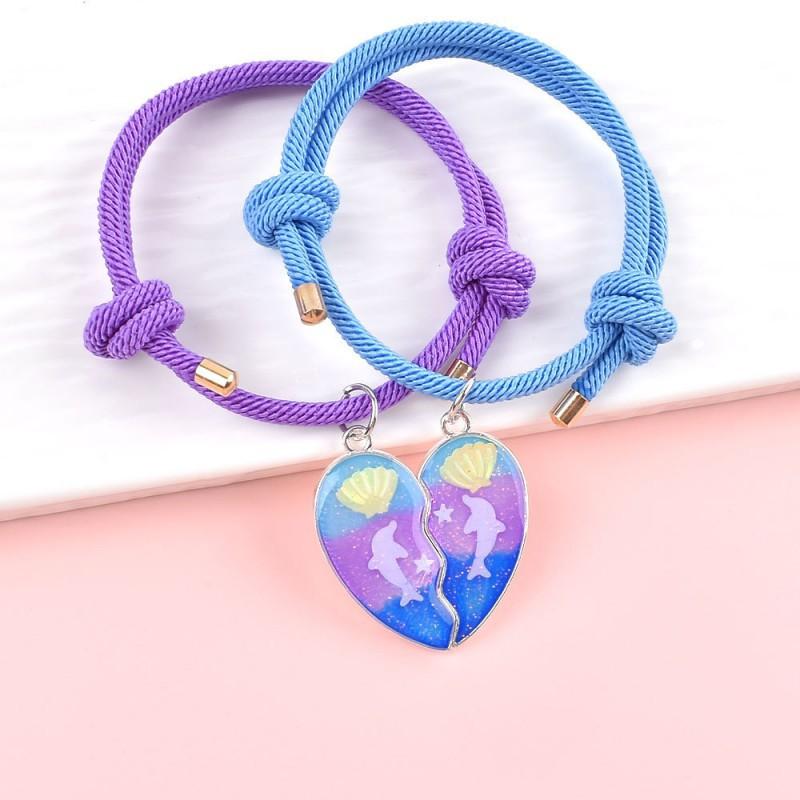 

Fashionable New Milan Rope Couple Bracelet Creative Dolphin Shell Good Friend Bestifriend Magnetic Love Color