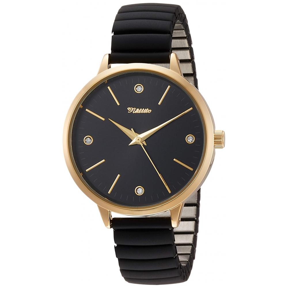 

[Fieldwork] Analog Crepe Metal Band Bellows Black Dial QKS146-5 Women s Black