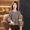 Autumn and Winter Round Neck Bottoming Shirt Women's Loose Inner Striped Top Fashion Plus Size Mother's All-match Sweater