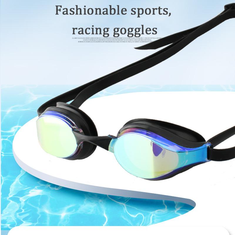 

Professional competition goggles, electroplating, anti haze, waterproof, UV resistant, silicone, diving goggles, racing goggles.