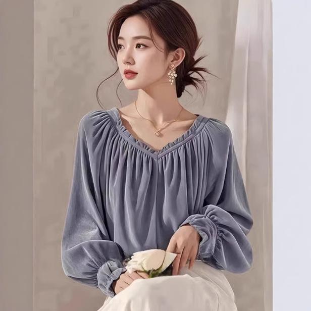 

Ранняя осень, новая модная и красивая рубашка с легкой роскошью и супер красивая коричневая бархатная рубашка 2XL синий