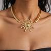 Personality Exaggerated Collarbone Necklace European American Metallic Sun Niche High‑End Temperament Adjustable Decorative Necklace