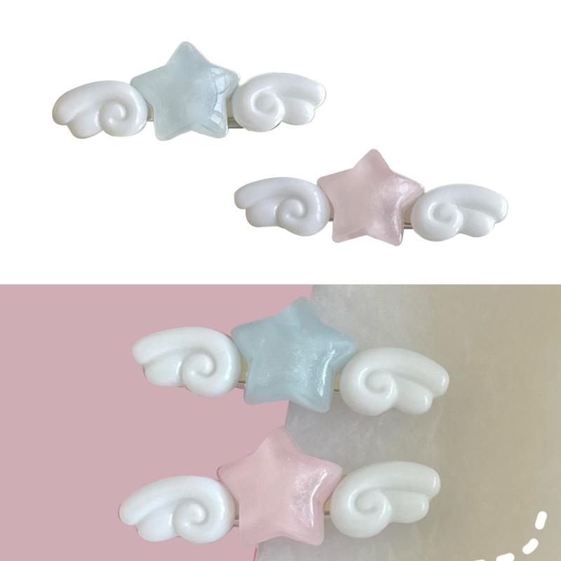 Sweet Duckbill Star Wing Shape Hair Pin Teen Adult Jelly Style Side Hair Clip