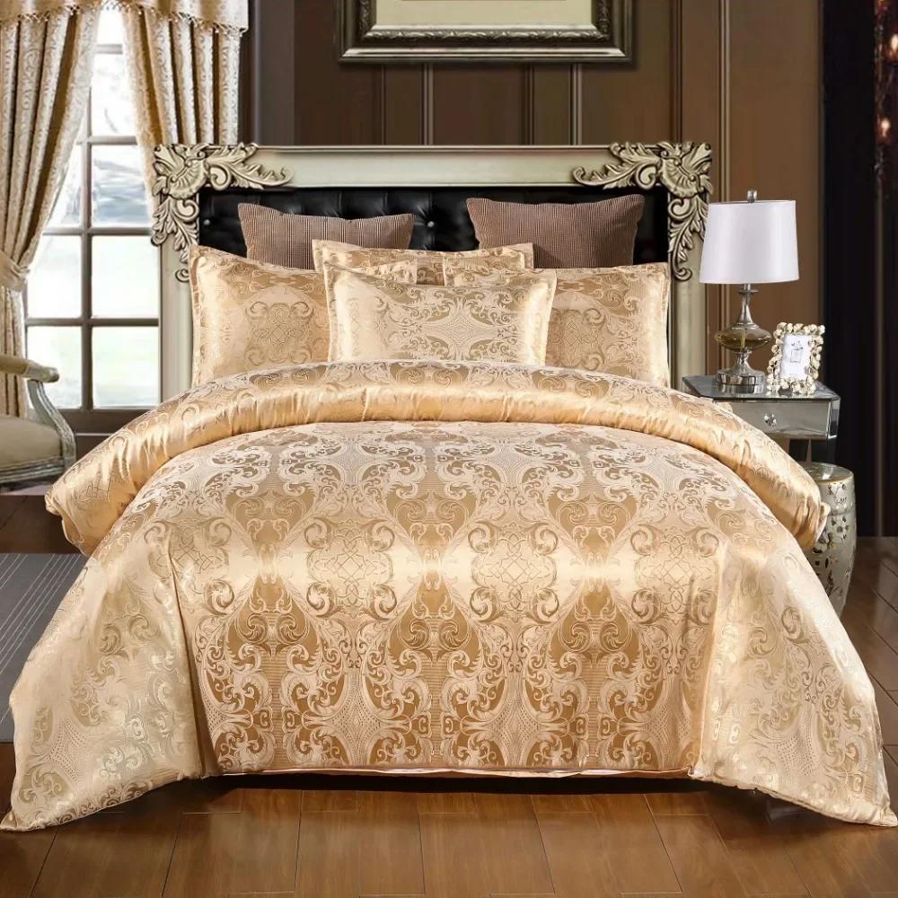 2/3 st Set av Ljus Lyx Sängkläder Hemtextil Europeisk Satin Jacquard Sängklädesset Påslakan Örngott Juego De Ropa De Cama