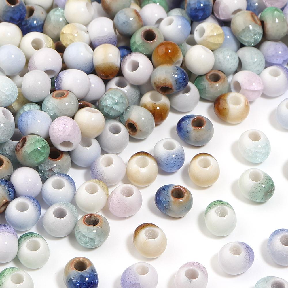40pcs/lot 6mm Ice Crack Ceramic Beads Round Loose Spacer Beads For Jewelry Making DIY Bracelet Necklace Earrings Accessories