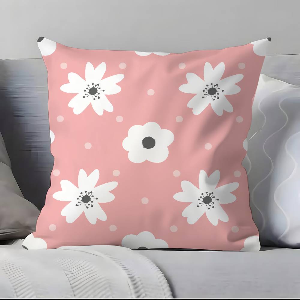 Spring and Summer Floral ART Pillow Case Anti-dustmite Pillowcase Invisible Zipper Silky Short Plush Sofa Cushion Cover