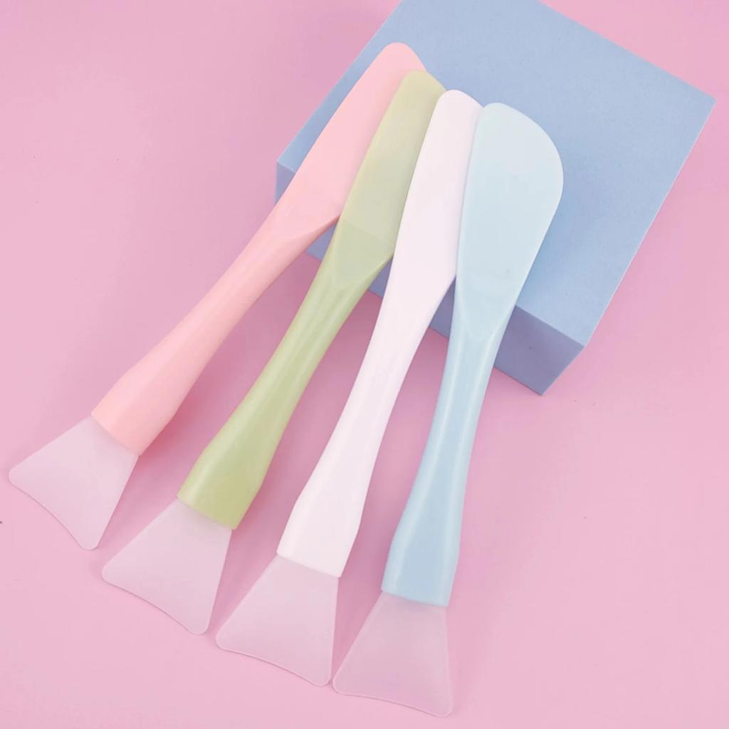 Wholesale Silicone Facial Mask Brush Soft Head with Scraper Integrated Dual-use Mud Film Brush DIY Film Adjusting Beauty Tool