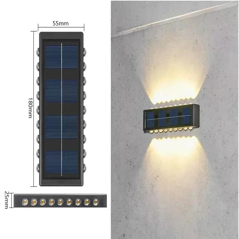 BMW Outdoor Lights Solar Powered, Convex Mirror Wall Light, IP65 Waterproof Up and Down Courtyards Gardens Stairs Corridors Walls