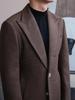 Ruishen Men's Chesterfield Coat: Single-Breasted, Peak Lapel, Long, Retro Business Casual Outerwear for Autumn/Winter.