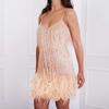 2026 Multicolor Sequin Tassel V-Neck Spaghetti Strap Feather Party Dress