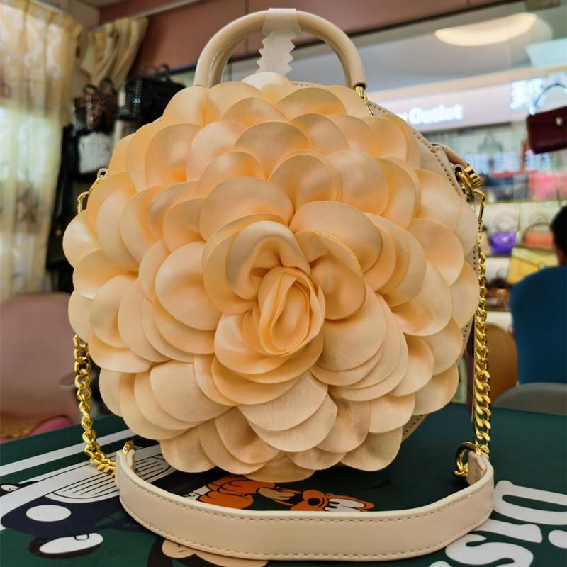 2025 Luxury High-end New Women's 3D Rose Petal Handbags Top Microfiber Synthetic Leather Shoulder Bag Lady Party Evening Bag