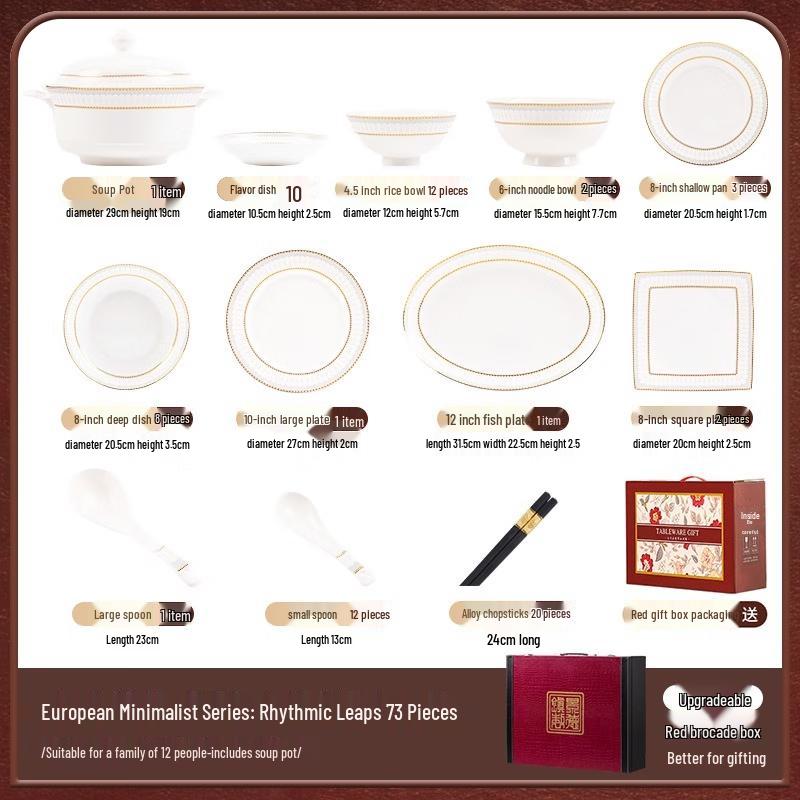 Morada Lanka Flowing Melody Gold-Rimmed Ceramic Dinnerware Set