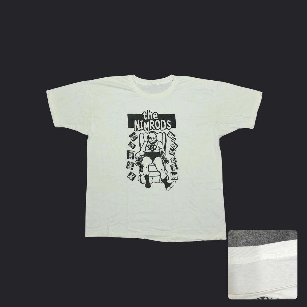 Vintage 90s The Nimrods Ohio Punk Band T-Shirt Single Stitch Beer White XXL