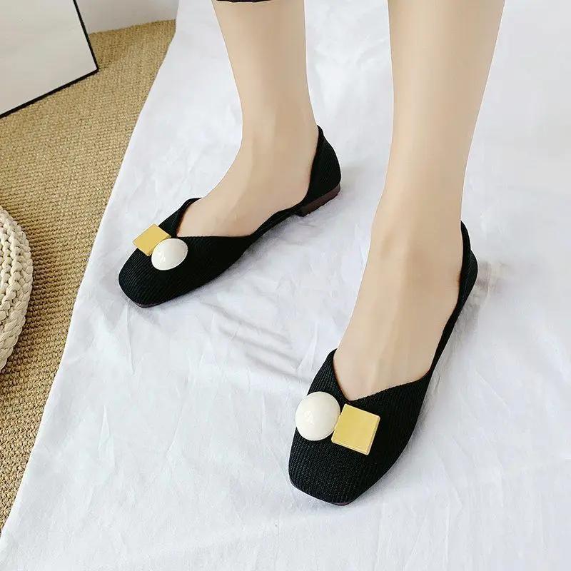 Fashion Women's Flat Shoes Slip-on Office Pink Square Toe Comfortable and Elegant Young Social Casual Wholesale Stylish Ladies Footwear