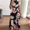 Elegante Abito Lungo Estivo con Stampa Floreale Donna Maxi Tunica Festa Serale Abito da Sole