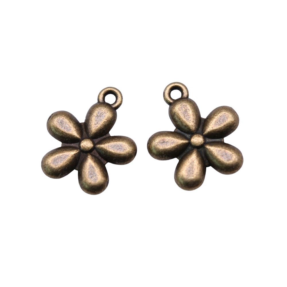 Simple Flower Charms Antique Alloy Pendants For Minimalist Floral Jewelry