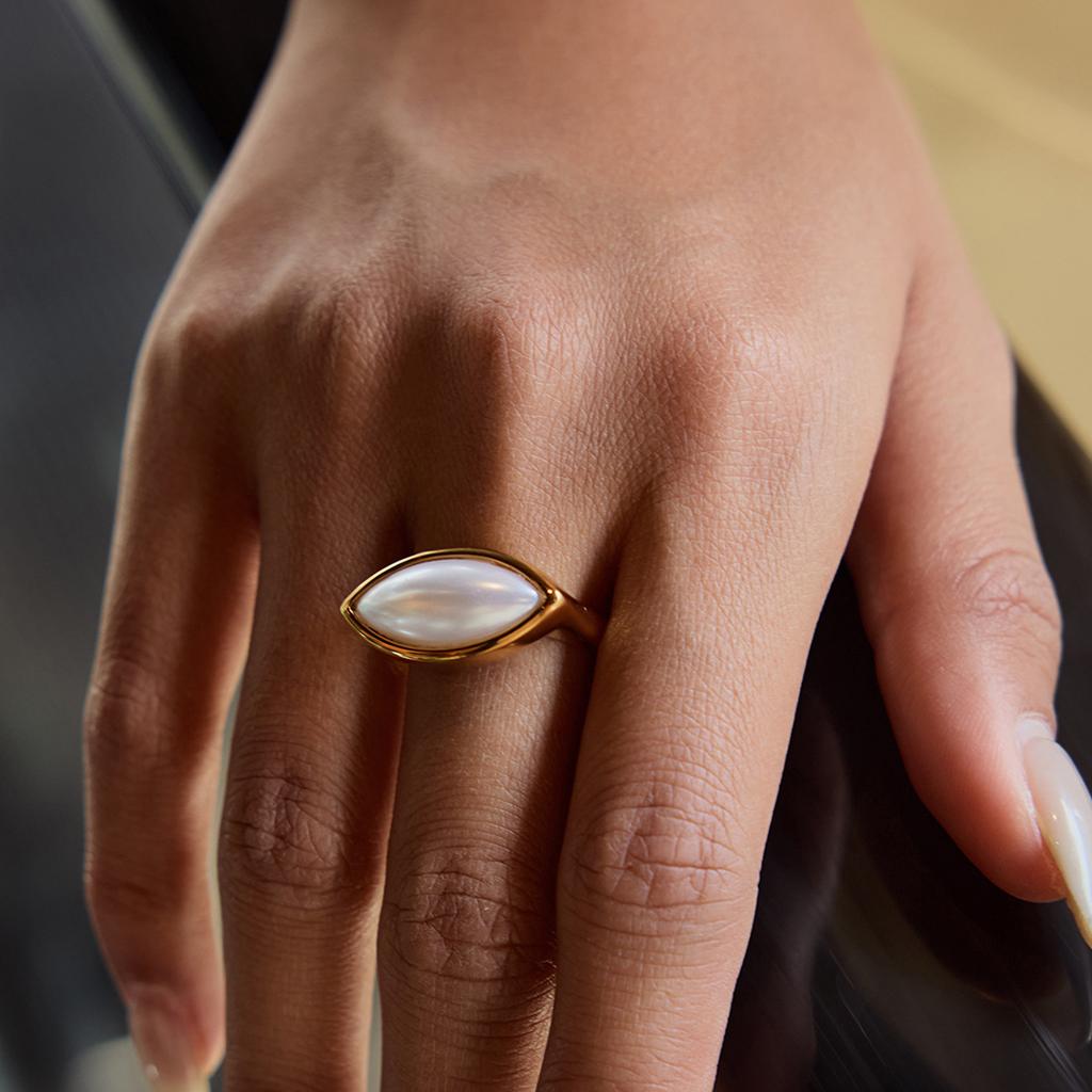 Jiedin pearl ring titanium steel non-fading jewelry rings stainless steel jewelry rings