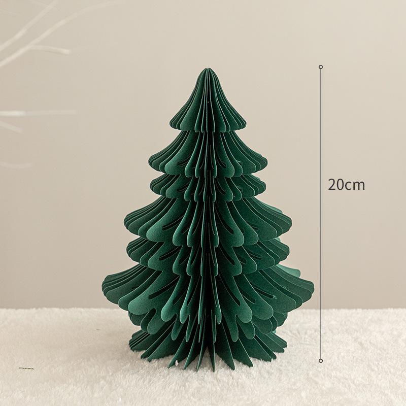 Foldable Paper Holiday Tree Ornament 3D Honeycomb Christmas Tabletop Centerpiece for Home Party Seasonal Decor