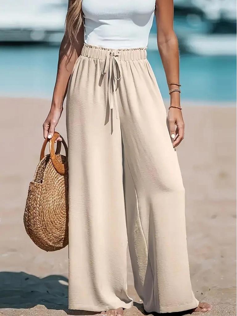 2026 Women's Casual Wide-Leg Pants - Comfortable Solid Color Fashion Style