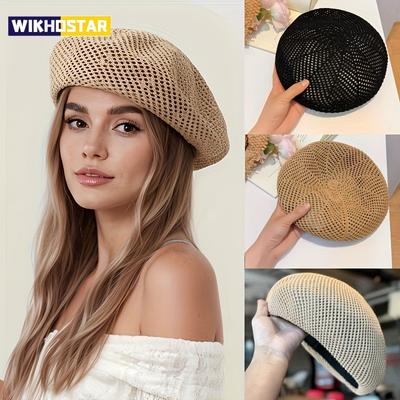 Cappello Zucca Traforato Traspirante Primavera Estate, Berretto a Cupola Retrò, Cappello da Pittore Leggero alla Moda, Copricapo Casual Quotidiano per Donne