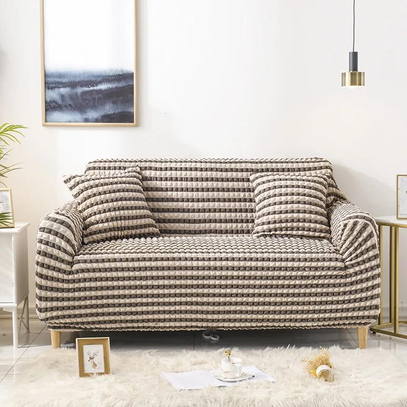 Elastic Sofa Covers for Living Room Geometric ArmChair Knitted Corn Grid Fabric Sofa Slipcovers Chair Protector Home Decor