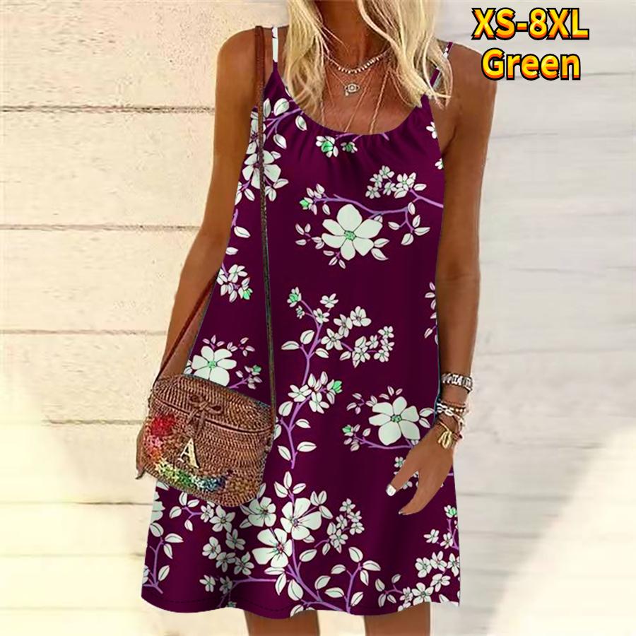 Women Flower Some Beautiful Camellia Printed Mini Dress Sleeveless Party Dress Summer Beach Dress Sundress