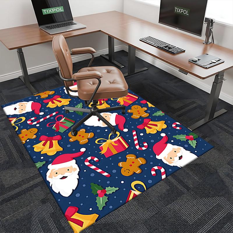 Christmas Santa Claus Chair Mat - Anime Cartoon Design, Non-Slip Rug for Office, Home Decor, Living Room, Bedroom, Game Room & Dormitory Carpet, Festi