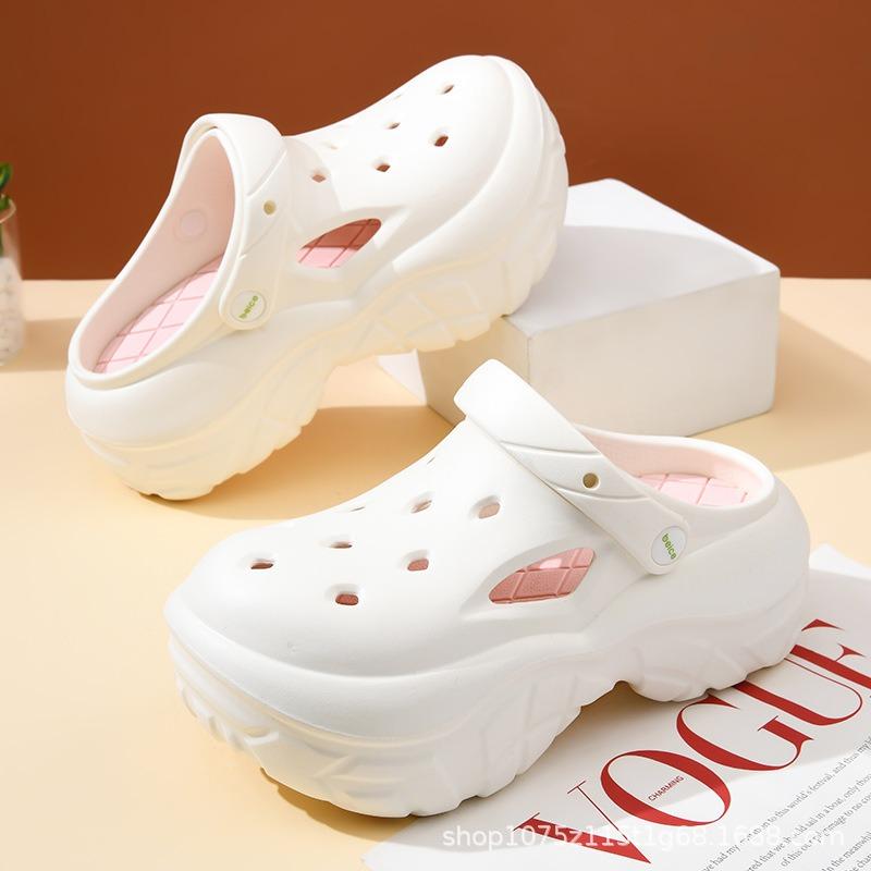 Summer new women's two-color hole shoes platform non-slip wear-resistant fashion outdoor beach bag head mop