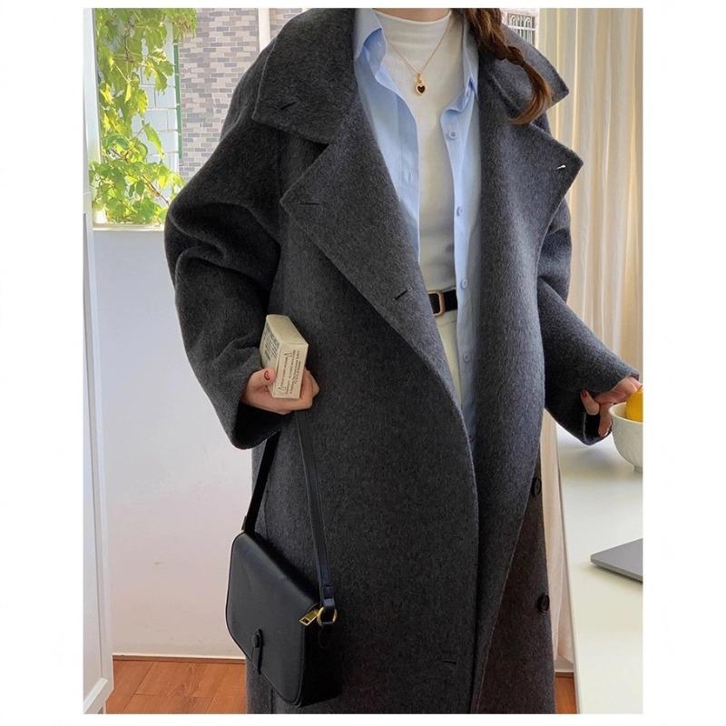Peerless Enemy Honey Autumn and Winter New Double-sided Wool Coat Long Stand-up Collar Wool Coat Feels Fashionable