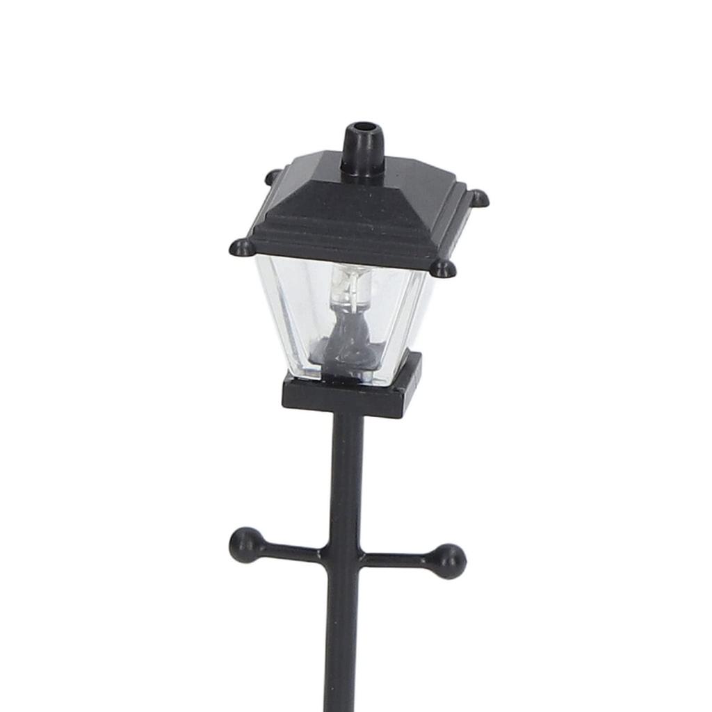 LED Miniaturní pouliční lampa pro domeček pro panenky v měřítku 1/12, Lampa, Venkovní sloupková lucerna na cestu, Dekorativní černá