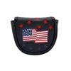 Golf Club Head Cover for Woods Driver Fairway Hybrid Faux Leather Mallet Putter Covers with Magnetic Closure US Flag Pattern Blade Headcover Protector