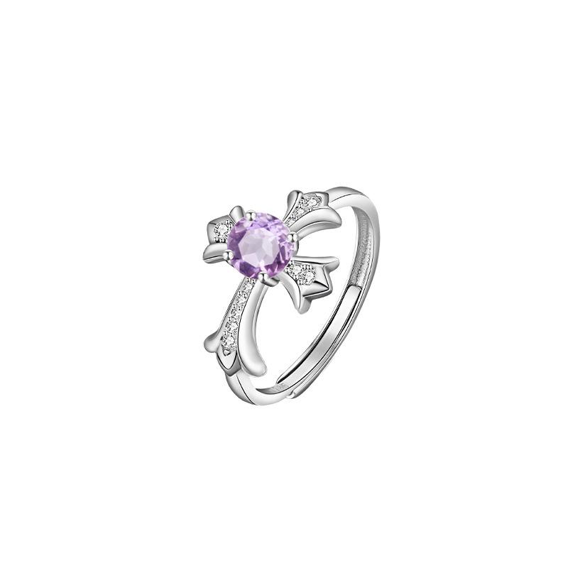 S925 Sterling Silver Ring Natural Stone Series Amethyst Garnet Peridot Citrine Topaz Light Luxury Ring Jewelry Gift
