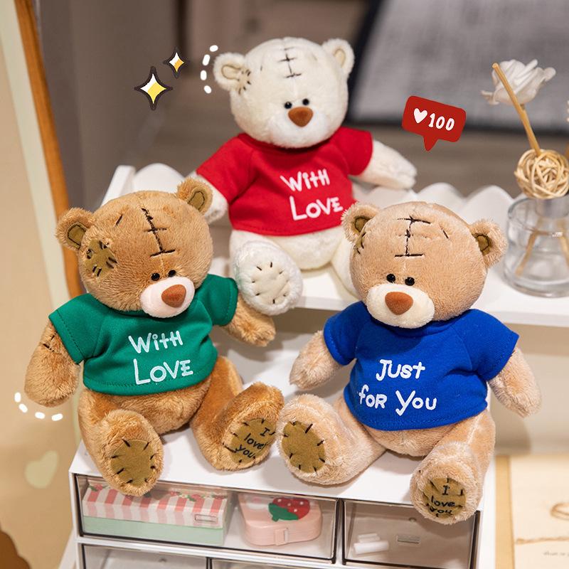 Cute cute dressed teddy bear doll plush toy bear hug bear doll children companion doll