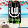 Personalisierbares Strandtuch mit VfL Wolfsburg Aufdruck, Großes Weiches Schnelltrocknendes Handtuch für Strand Camping Schwimmen_xia