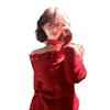 Korean One-Shoulder Bow Cable Knit Sweater for Women, Thickened and Loose-Fit, Autumn/Winter High-End Top